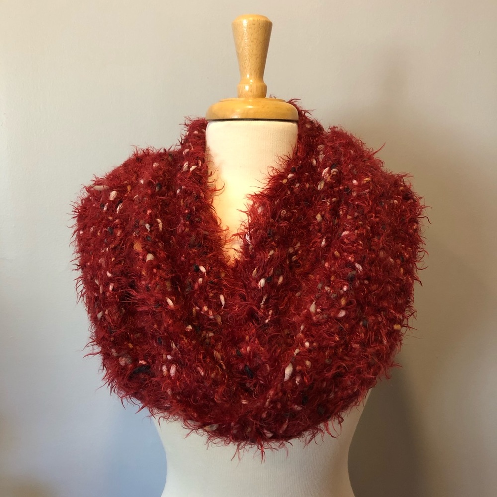 Red handmade infinity scarf